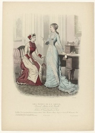 Les Modes de la Saison, Illustrated Journal of the Family, 1880, 10th Year, No. 14, No. 592: Toilettes of Mme Laurence Hardy (...)