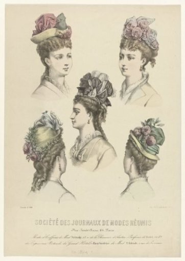 Société des journaux de modes réunis, ca. 1874, No. 208: Fashions and Hairstyles (...)