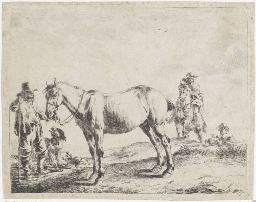 Man holding a horse by the reins