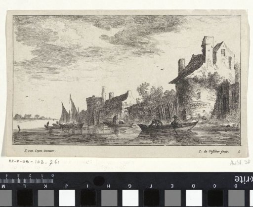 River landscape with two round towers