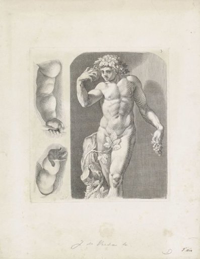 Statue of Bacchus and two studies of arms