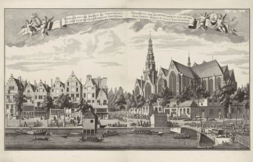 View of the Old Church and the Oudezijds Voorburgwal in Amsterdam