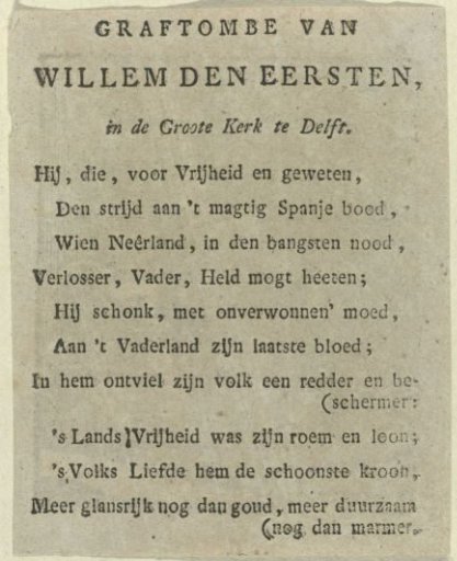 Inscription on the Tomb of William I, Prince of Orange