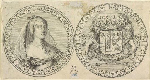Medal with Portrait of Albertine Agnes, Princess of Orange