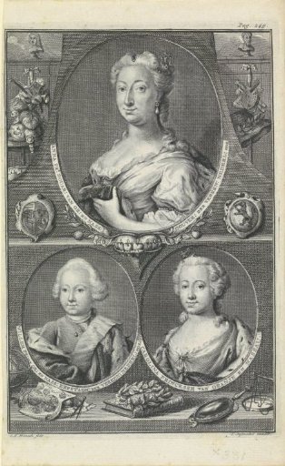 Portraits of Anna of Hanover, Willem V, Prince of Orange-Nassau, and Carolina, Princess of Orange-Nassau