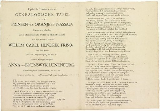 Text accompanying the genealogy of the House of Orange-Nassau