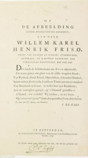 Text accompanying the portrait of William IV, Prince of Orange-Nassau