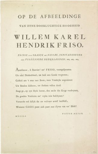 Text accompanying the portrait of William IV, Prince of Orange-Nassau