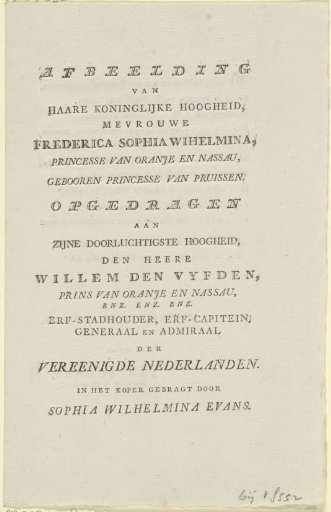 Text accompanying the portrait of Wilhelmina of Prussia