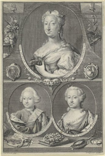 Portraits of Anna of Hanover, William V, Prince of Orange-Nassau, and Carolina, Princess of Orange-Nassau