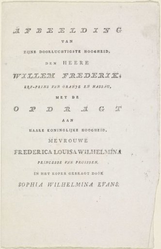 Text for the Portrait of William I Frederick, King of the Netherlands
