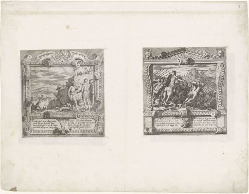 Romulus founds the city of Rome / Acron and his soldiers attack Rome