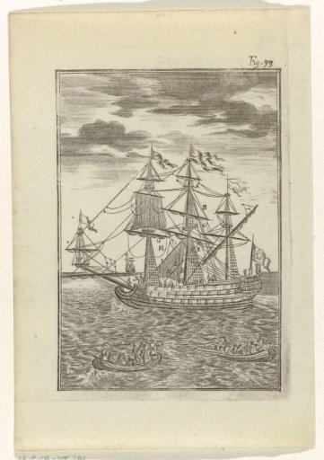 Sailing Ship and Two Skiffs