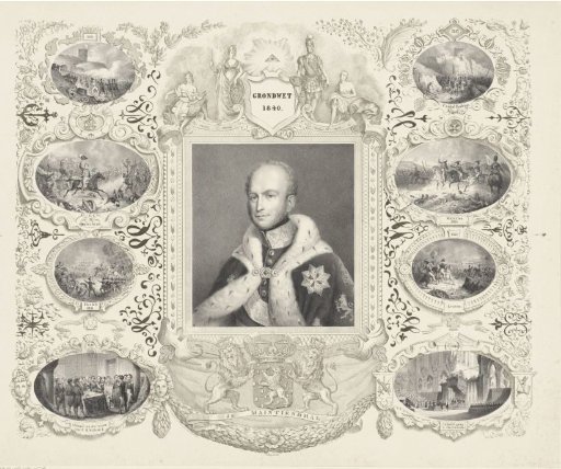 Allegory on the inauguration of William II, King of the Netherlands, on 28 November 1840
