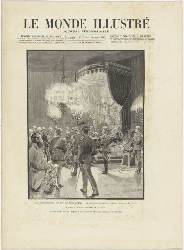 Newspaper with an article on the funeral of William III, King of the Netherlands, on 4 December 1890