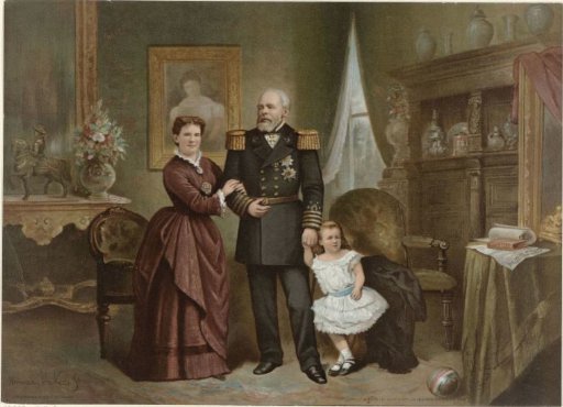 Portrait of King William III of the Netherlands, Queen-Regent Emma, and Queen Wilhelmina of the Netherlands