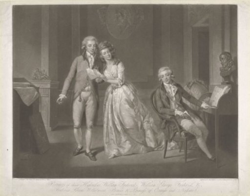 Portrait of Louise, Princess of Orange-Nassau, William I Frederick, King of the Netherlands, and Frederick, Prince of Orange-Nassau