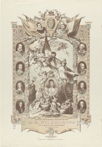 Allegory on the inauguration of Wilhelmina, Queen of the Netherlands, in the New Church in Amsterdam on September 6, 1898