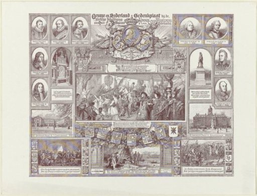 Commemorative plaque in honor of the inauguration of Wilhelmina, Queen of the Netherlands, in the New Church in Amsterdam on September 6, 1898.