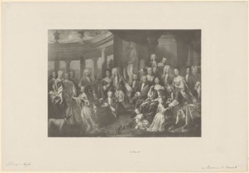 Family portrait of Johan Willem Friso, Prince of Orange-Nassau, Maria Louisa of Hesse-Kassel, William IV, Prince of Orange-Nassau, and Amalie, Countess of Nassau-Dietz