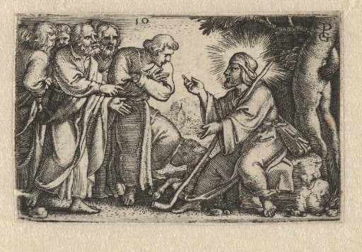 Christ speaks with the disciples about the Good Shepherd