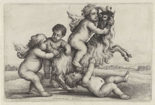 Four Boys with a Rearing Goat