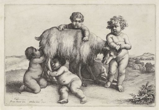 Four Boys, a Satyr and a Goat Standing to the Right