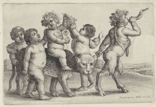 Bacchant Sitting on a Leopard, Surrounded by Three Boys and a Satyr