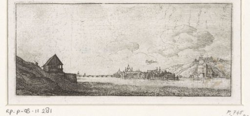 River landscape with a view of Passau