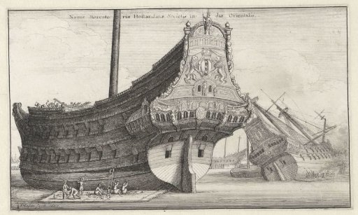 Work on the hulls of two Dutch East Indiamen