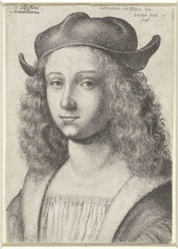 Portrait of a young man with long curly hair and a cap
