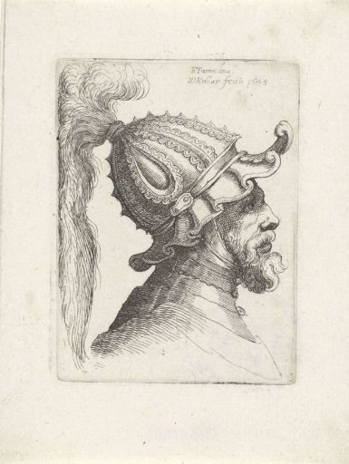 Head of a man with a plumed helmet