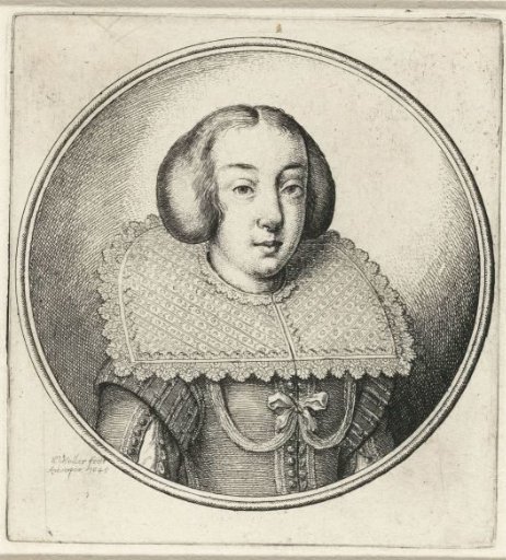 Woman with a stiff lace collar