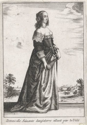 Maid of England walking through the city