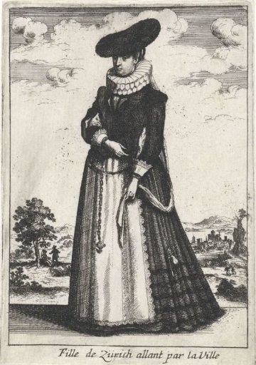 Woman of Zurich Walking Through the City