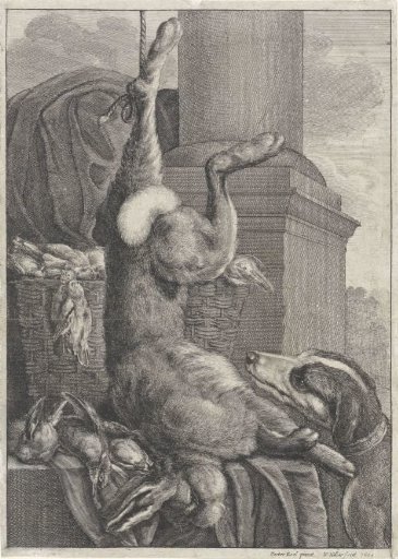 Dead Hare and Birds with a Hunting Dog