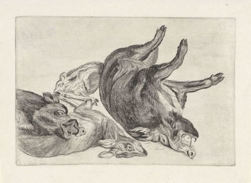 Shot Game: A Dead Stag and Wild Boars