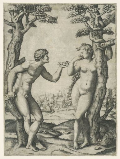 The Fall of Adam and Eve at the Tree of Knowledge of Good and Evil with the Serpent