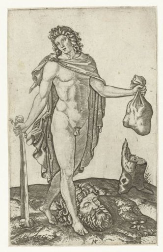 David with Sling and Bag of Stones and the Head of Goliath