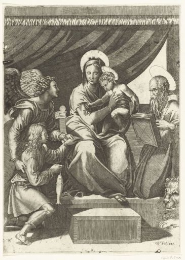 Mary with Child Flanked by Archangel Michael with Tobias and the Fish and Saint Jerome
