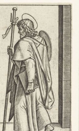 Apostle James the Greater (Major) with a pilgrim's hat and pilgrim's staff