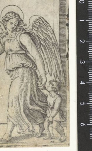 Guardian Angel Raphael leading Tobias by the hand