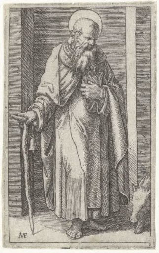 Saint Anthony the Great with Tau cross and pig