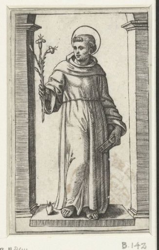 Saint Anthony of Padua with lily and heart