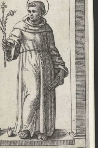Saint Anthony of Padua with lily and heart