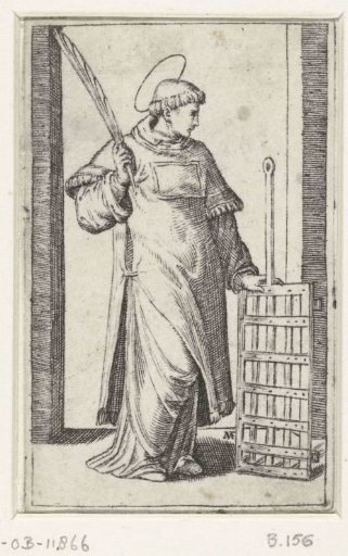 Saint Lawrence as deacon with a gridiron