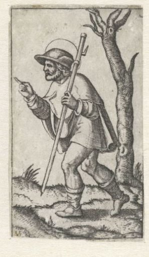 Saint Roch as pilgrim with pilgrim's staff