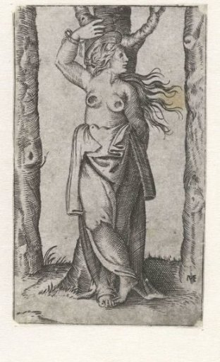 Saint Agatha bound to a tree with severed breasts