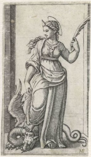 Saint Margaret of Antioch with a Dragon on a Leash