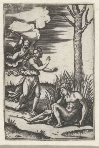 Sleeping Man and Nymph Pursued by Amor